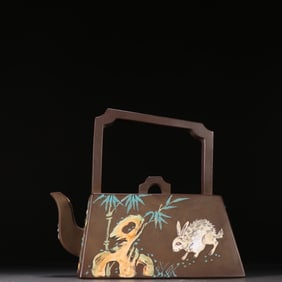 An Exquisite Purple Sands Flower Pattern Rabbit Pattern Ewer