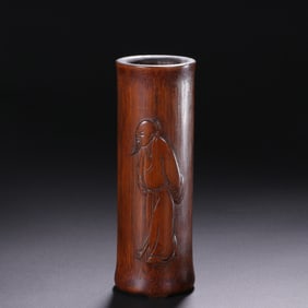 An Exquisite Bamboo Figure Pattern Brush Pot