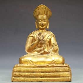 A Exquisite Gilt Bronze Statue of Guru