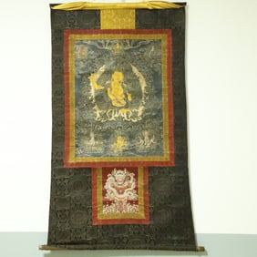 An Exquisite Brocade Painted Color Statue of Manjusri Tangka