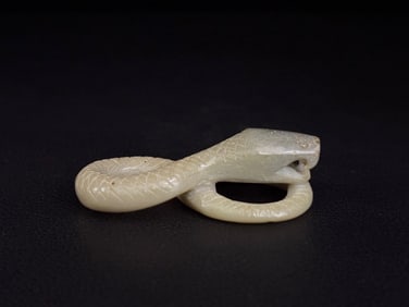 An Exquisite White Jade Snake Ornament