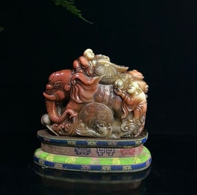 An Exquisite Shoushan Stone Elephant Seal Ornament