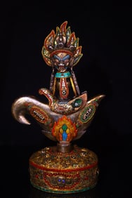 An Exquisite Iron Painted Color Inlaid Gems Ornament