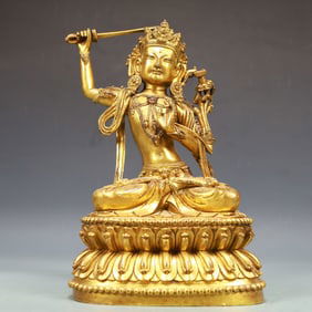 A Exquisite Gilt Bronze Statue of Manjusri