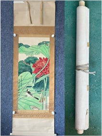 A Chinese Vertical Scroll Ink Painting of Flower and Bird on Paper
