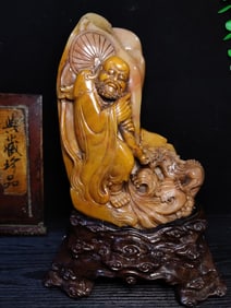 An Exquisite Shoushan Stone Figure Pattern Seal Ornament