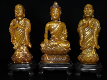 A Set of Fine Tianhuang Stone Statue of Sakyamuni