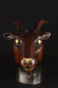 An Exquisite Gilt Bronze Sheep Head Ornament