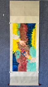 A Chinese Vertical Scroll Ink Painting of Buddha's hand on Paper