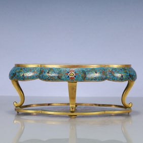 A Exquisite Cloisonne Lotus Pattern Landscape and Figure Pattern Ornament