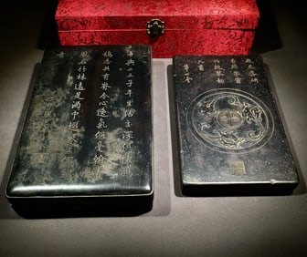 An Exquisite Dragon Pattern with poem Inkstone