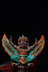 An Exquisite Yak bone Inlaid Gems Statue of Vajra