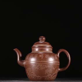 An Exquisite Purple Sands Landscape and Figure Pattern Teapot