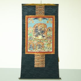An Exquisite Brocade Painted Color Statue of Yamantaka Tangka
