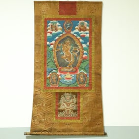 An Exquisite Brocade Painted Color Statue of Dakini Tangka
