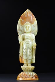 An Exquisite White Jade Buddha Statue