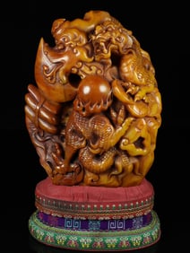 An Exquisite Shoushan Stone Dragon Pattern Ornament