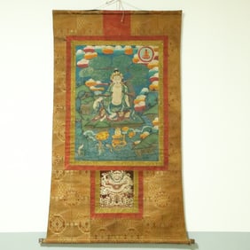 An Exquisite Brocade Painted Color Statue of Avalokitesvara Tangka