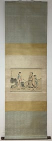 A Chinese Vertical Scroll Ink Painting of Character and Story on Paper