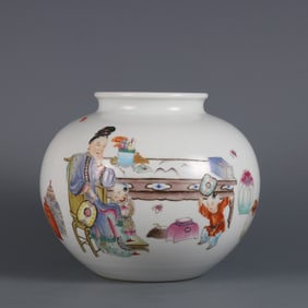 An Exquisite Famille-Rose Character and Story Pattern Jar