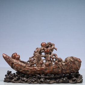 An Exquisite Bamboo Character boating Ornament