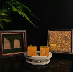 An Exquisite Shoushan Stone Landscape and Figure Pattern with poem Seal Ornament