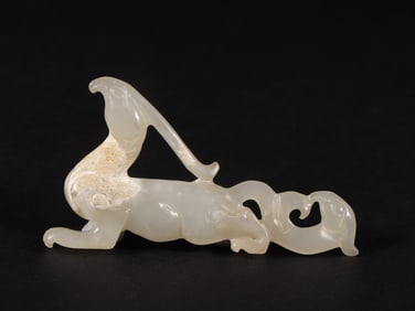 An Exquisite White Jade Auspicious Beast Ornament