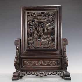 A Exquisite Zitanwood Character and Story Pattern Dragon Pattern Screen