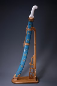 An Exquisite Cloisonne Inlaid White Jade Eight Treasures Pattern Sword