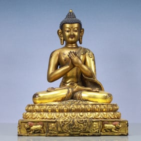 A Exquisite Gilt Bronze Statue of Sakyamuni