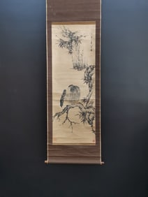 A Chinese Vertical Scroll Ink Painting of Flower and Bird on Paper