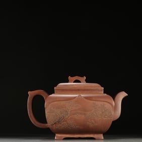 An Exquisite Purple Sands Landscape and Figure Pattern Teapot