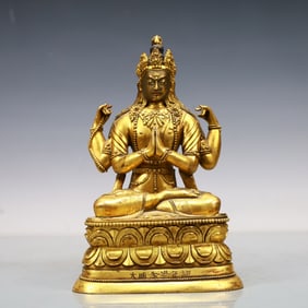 A Exquisite Gilt Bronze Statue of Avalokitesvara