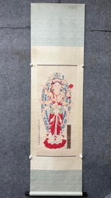 A Chinese Vertical Scroll Ink Painting of Statue of Bodhisattva on Paper