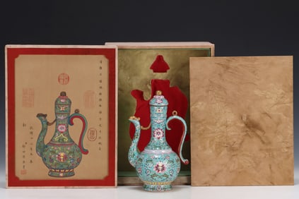 An Exquisite Enamel Flower Pattern Ewer