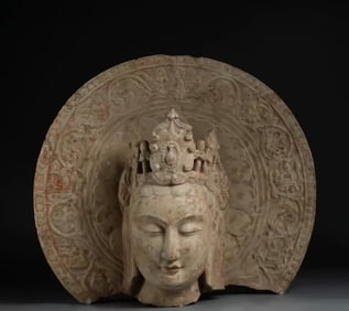 A Exquisite Limestone Buddha head Ornament