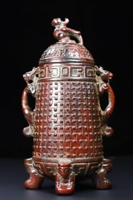 An Exquisite White Jade Double-Ears Vase