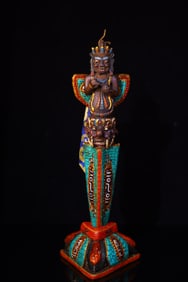 An Exquisite Yak bone Inlaid Gems Ornament