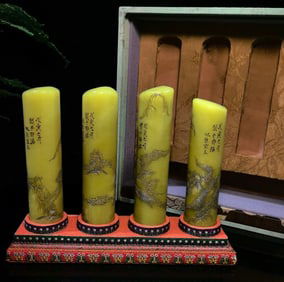 A Set of Fine Shoushan Stone Landscape and Figure Pattern Seal Ornament