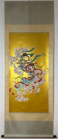 A Chinese Vertical Scroll Ink Painting of Character and Story on Paper