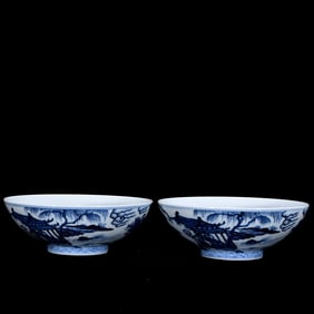 An Exquisite Blue and White Character and Story Pattern Bowl