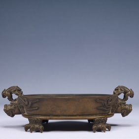 An Exquisite Bronze Double-Ears Censer