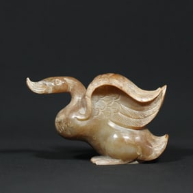 An Exquisite White Jade Goose Ornament