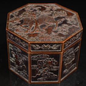 A Rare Bronze Eight Treasures Pattern Box