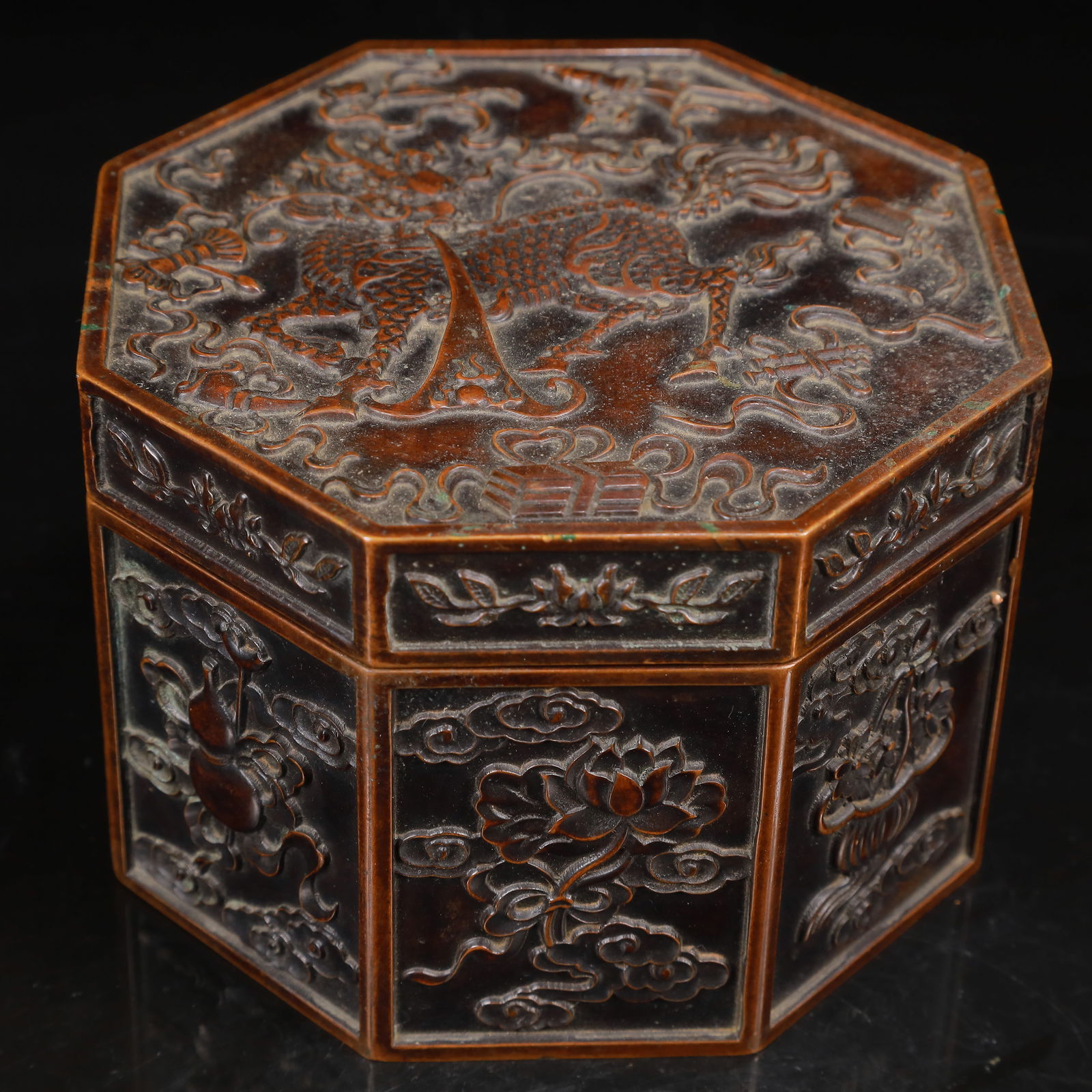 A Rare Bronze Eight Treasures Pattern Box (1 of 13)