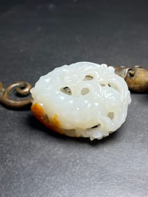 An Exquisite White Jade Flower Pattern Hand Piece