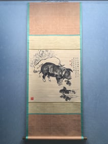 A Chinese Vertical Scroll Ink Painting of Animal on Paper