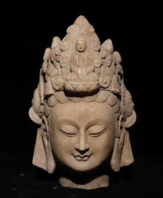 A Solemn Marble Avalokitesvara-Head Ornament