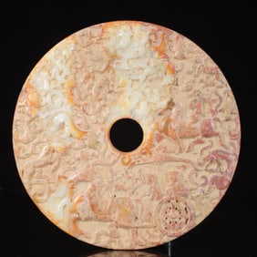 An Exquisite White Jade Hunting Pattern Jade Pendant,with Poem