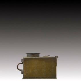 An Exquisite Bronze Landscape and Figure Pattern Pot,with poem